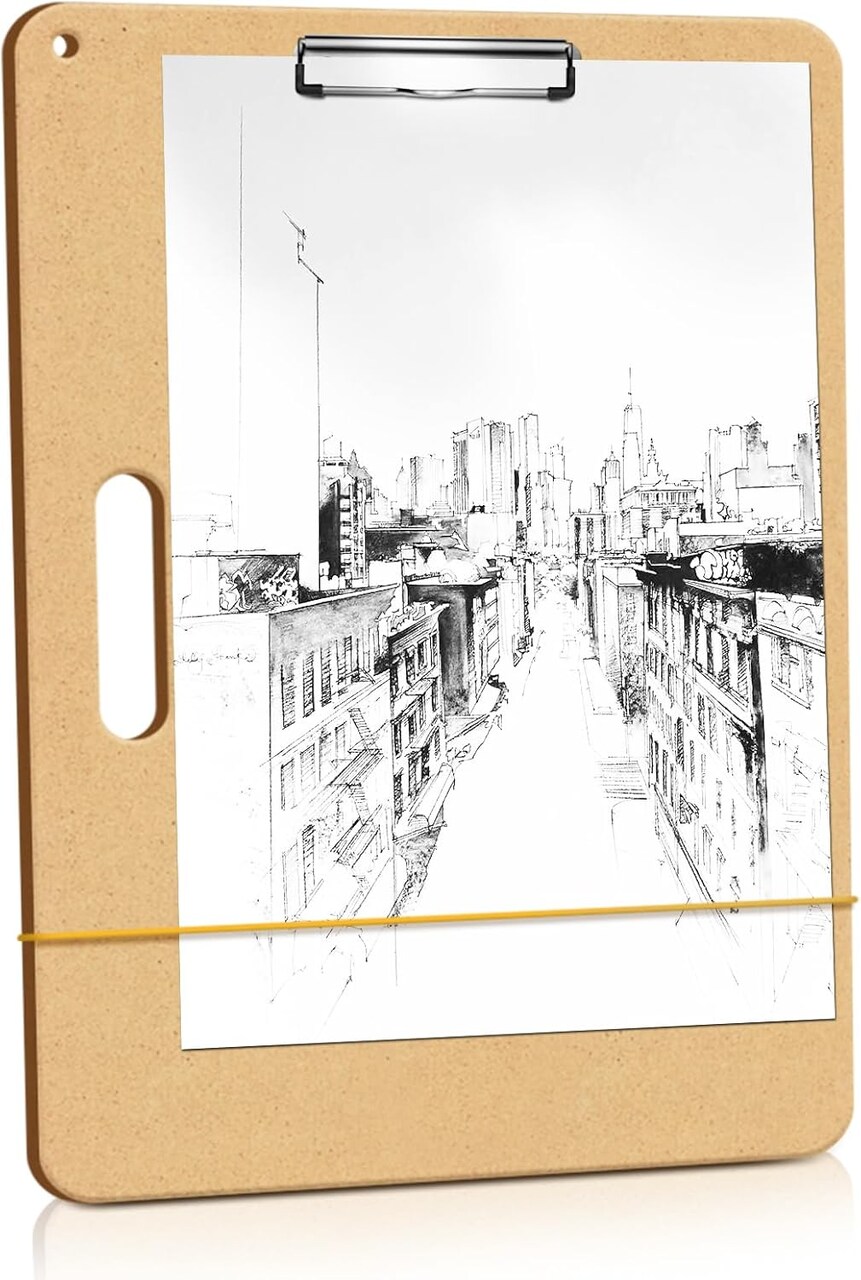 11.8×17.7 Drawing Board – Portable Sketch Clipboard with Clip & Rubber Bands for Studio & Classroom